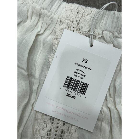 NWT Rachel Parcell Womens Ivory Wash Crepe Off-Shoulder Blouse Top Size XS - Picture 3 of 9